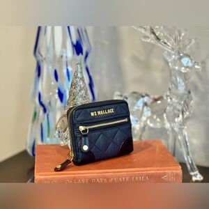 MZ Wallace Crosby Quilted Small Compact Wallet Fantastic Condition Blue/Black